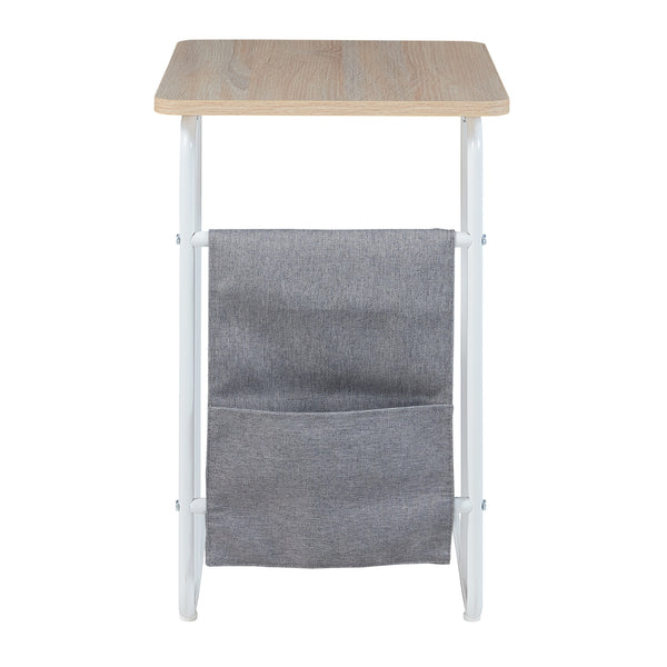 Laptoptisch Dyrøy 56x48x37cm Weiß/Eiche [en.casa]
