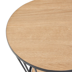 Beistelltisch Fossbergom Schwarz/Eiche-Optik [en.casa]