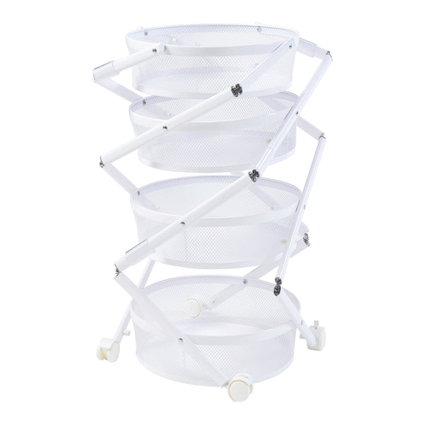 Rollwagen Sørreisa mit 4 Ebenen 123xØ37,5cm Weiß [en.casa]