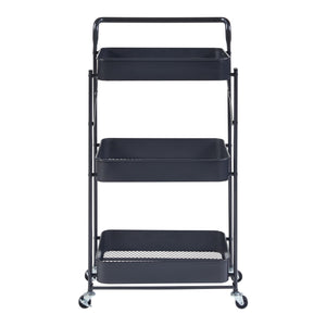 Rollwagen Vörå mit 3 Ebenen 88x45x30cm Schwarz [en.casa]