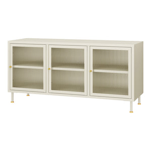 TV-Schrank Lindau Stahl 120x40x59 cm Cremeweiß [en.casa]