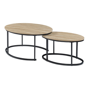 Satztisch Niederlande 2er Set Schwarz/Eiche [en.casa]