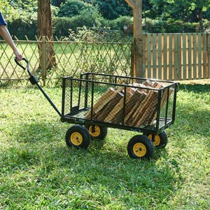 Bollerwagen Corropoli 112x51 cm max. 550kg Schwarz/Gelb [pro.tec]