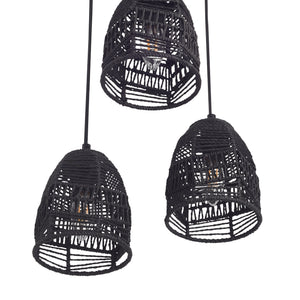 Hängeleuchte Andover Metall+Rattan Schwarz [lux.pro]