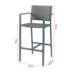 Outdoor-Barstuhl 2er Set Avise Aluminium Dunkelgrau [casa.pro]