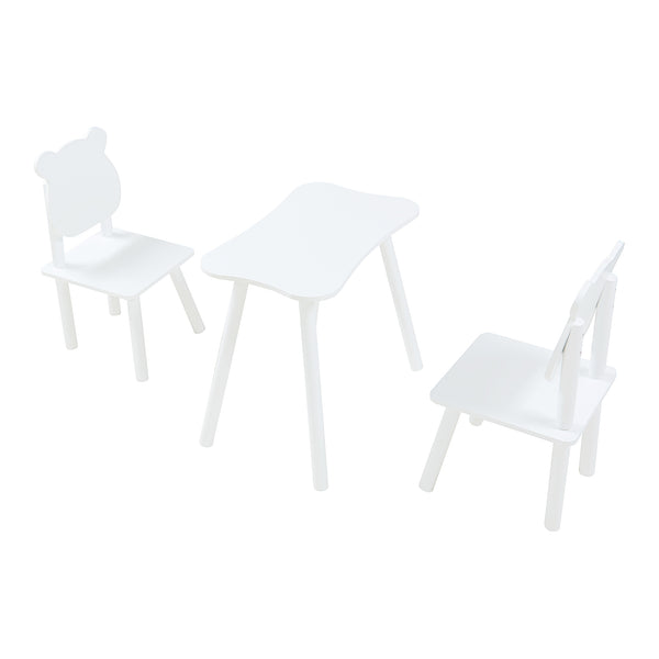 Kindersitzgruppe Panjang mit Teddybär-Design Weiß [en.casa]
