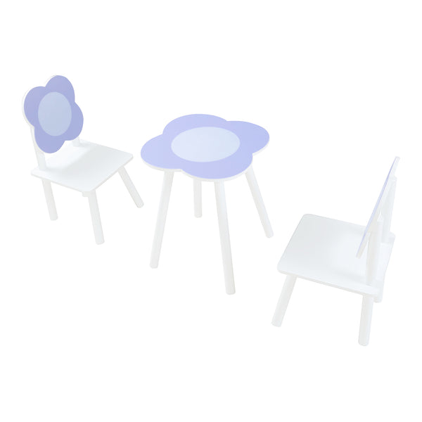 Kindersitzgruppe Simrishamn mit Blumen-Design Weiß/Lila [en.casa]