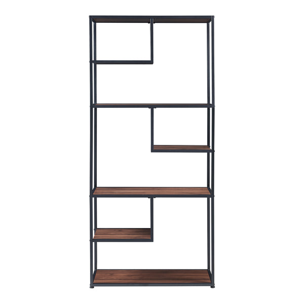 Bücherregal Østre 180x83x34 cm Schwarz/Walnussoptik [en.casa]