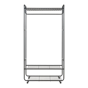 Rollbarer Garderobenständer Vestvågøy 176x90x40 cm Schwarz [en.casa]
