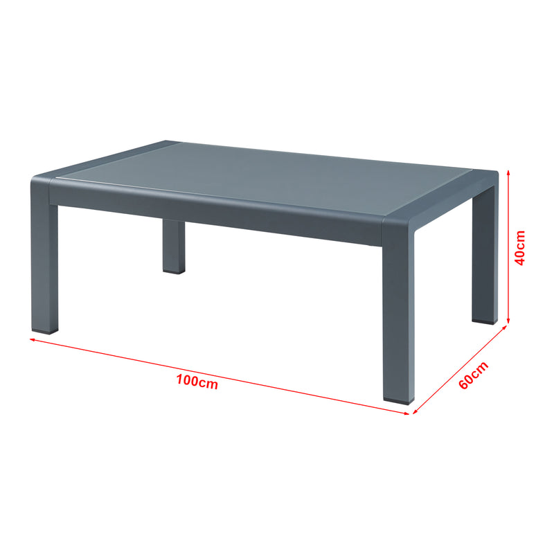 Maßskizze Outdoor-Bank mit Tisch Avise Aluminium [casa.pro]