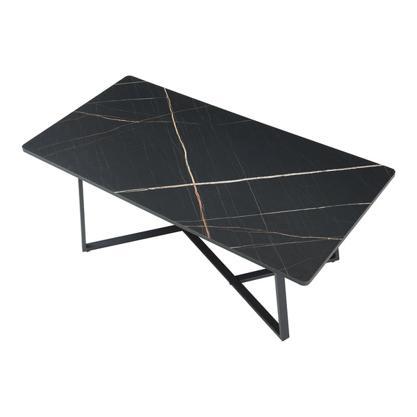 Couchtisch Riskiften 120x60x48 cm Marmoroptik, schwarz [en.casa]