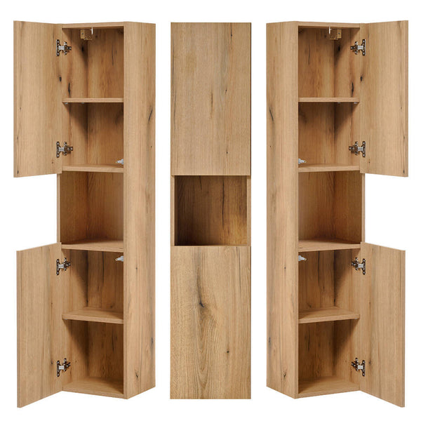 Hochschrank Skelbolu 140x30x25 cm Eichenoptik [en.casa]