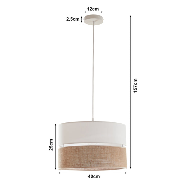 Hängeleuchte Barton Weiß/Leinenoptik [lux.pro]