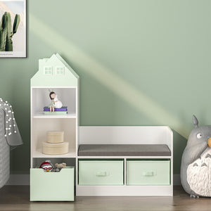 Kindersitzbank mit Regal Vipsali 100x99x30 cm Mintgrün/Weiß [en.casa]