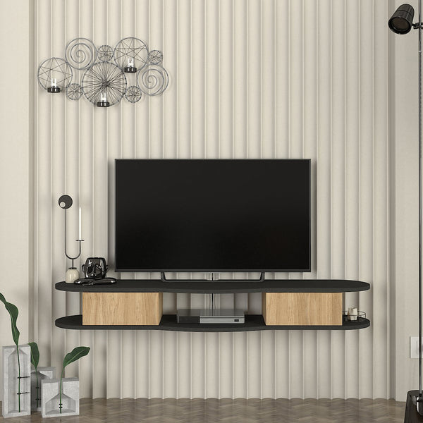 TV-Lowboard hängend Nyskiri 150x35x19 cm Anthrazit/Eicheoptik [en.casa]