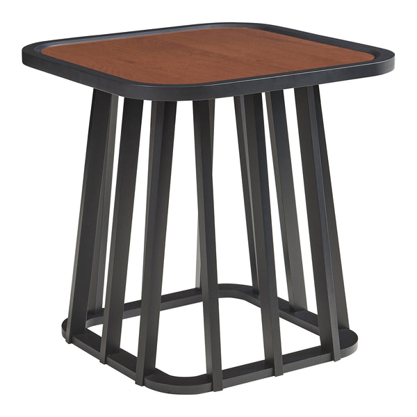 Beistelltisch Burgess 51x51x51 cm Schwarz/Walnussoptik [en.casa]