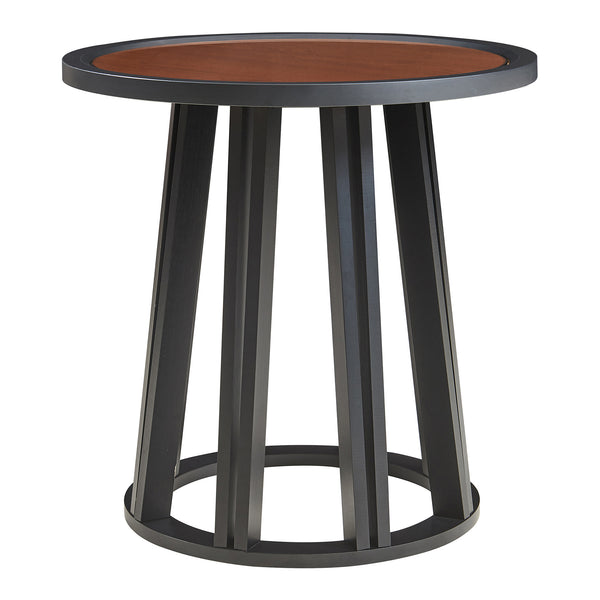 Beistelltisch Burgess 51xØ51 cm Schwarz/Walnussoptik [en.casa]