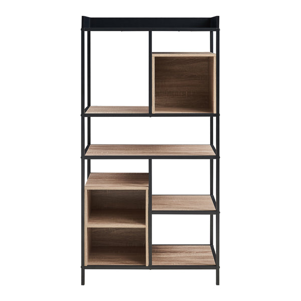 Standregal Belana 137x70x33 cm Schwarz/Eicheoptik [en.casa]