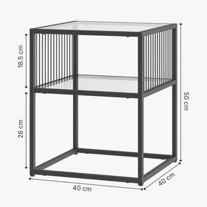Beistelltisch Tronevn mit Glasplatte 50x40x40 cm Schwarz [en.casa]