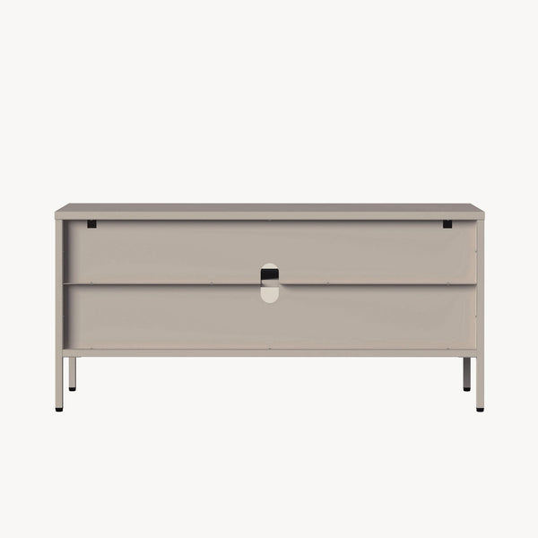 Vitrinen-Sideboard Klippestad Stahl 118x35x55 cm Kamelfarben [en.casa]