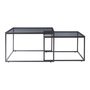 Couchtisch 2er Set Tromlaslo Rauchglas, grau [en.casa]