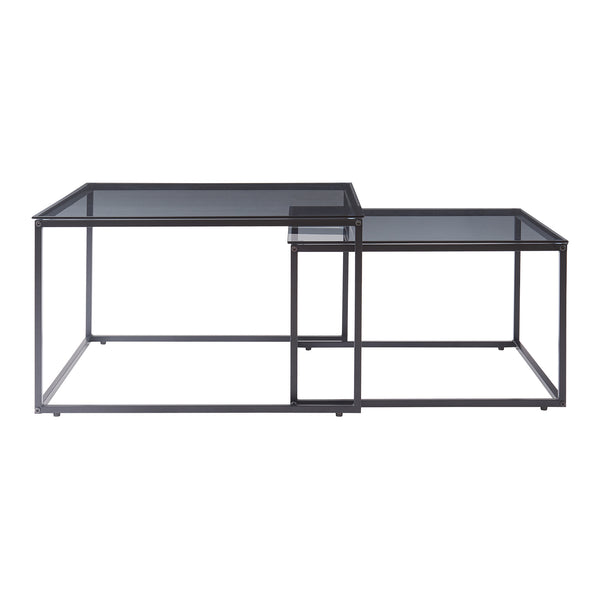 Couchtisch 2er Set Tromlaslo Rauchglas, grau [en.casa]