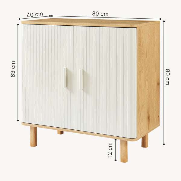 Sideboard Ferrersp mit 2 Türen 80x80x40 cm Eicheoptik/Sandfarben [en.casa]