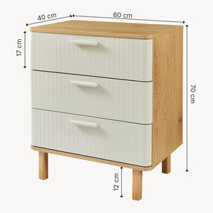 Kommode Ferrersp mit 3 Schubladen 70x60x40 cm Eicheoptik/Sandfarben [en.casa]
