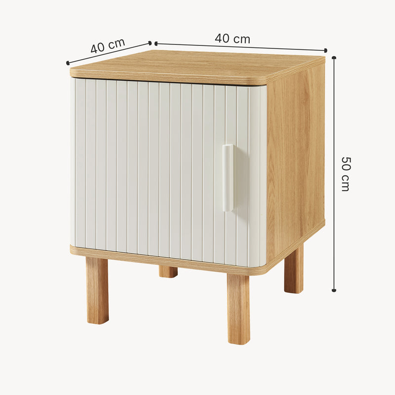 Maßskizze Nachtschrank Ferrersp mit Tür 50x40x40 cm Eicheoptik/Sandfarben [en.casa]