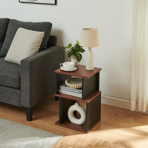 Beistelltisch 'Trond' mit 2 offenen Fächern 50 x 33 x 29 cm Schwarz/Walnussoptik