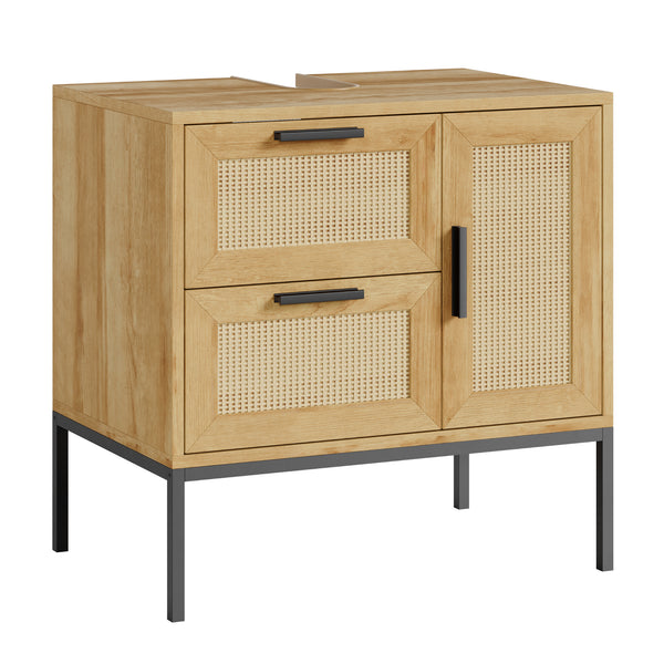Waschbeckenunterschrank Marhasa 60x60x40 cm Eicheoptik/Schwarz [en.casa]