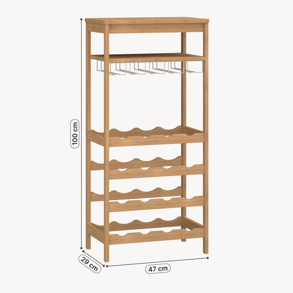 Weinregal Fillby 100x47x29 cm Bambus Natur [en.casa]