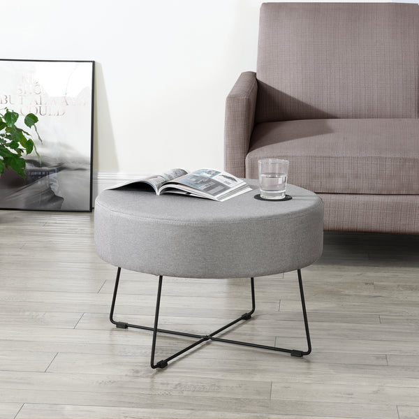 Couchtisch Nelson Ø 60 cm Polster Grau/Schwarz en.casa