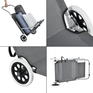 2er-Set Sonnenliege Falun mit Dach und Rollen Anthrazitgrau casa.pro