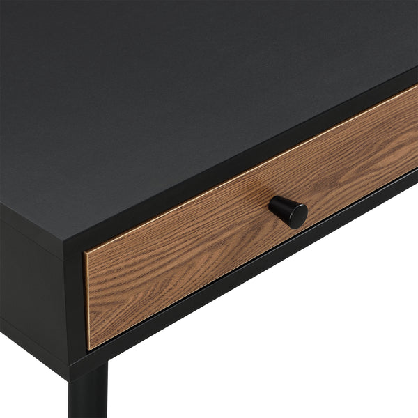 Schreibtisch Tumba 115x48x75cm Schwarz/Dunkler Holzton en.casa