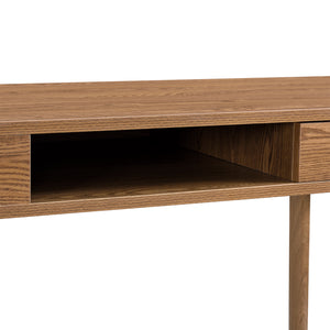 Schreibtisch Habo mit Ablage und Schublade 115x48x74cm Dunkler Holzton en.casa