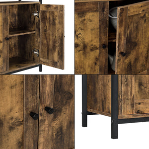 Beistelltisch Aremark 79x60x30cm mit Schrankfächer Dunkler Holzton [en.casa]