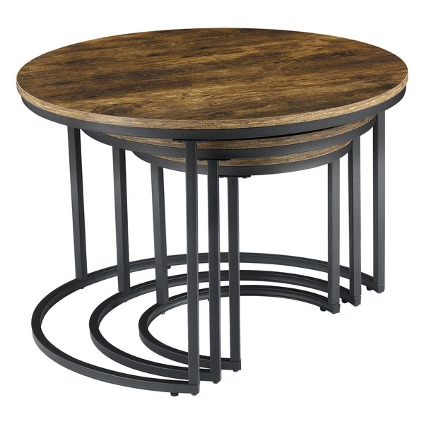 Couchtischset Arvidsjaur 3er Set Dunkler Holzton [en.casa]