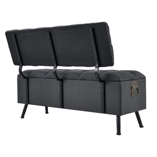 Sitztruhe Malmöhus 110x48x75cm Dunkelgrau [en.casa]