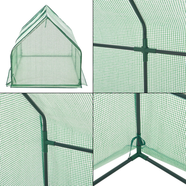 Mini Gewächshaus Nissewaard 180x90x90cm Gitternetz Grün [en.casa]