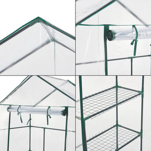 Gewächshaus Hoorn mit Ablagen 140x73x195cm Transparent [en.casa]