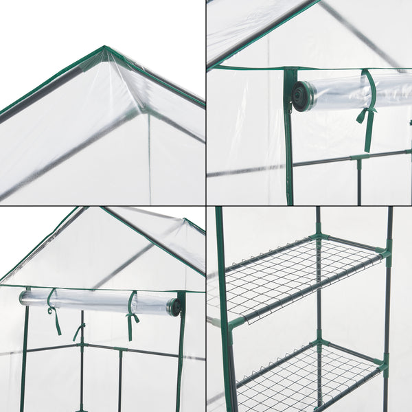 Gewächshaus Hoorn mit Ablagen 140x73x195cm Transparent [en.casa]