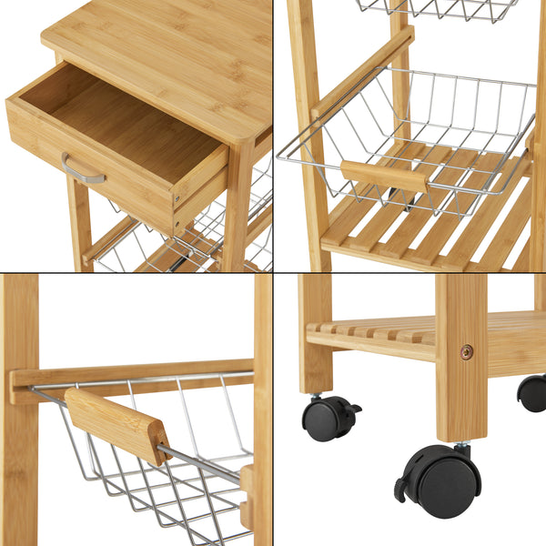 Bambus Küchenwagen Stenungsund mit Schublade 76x36x36cm [en.casa]