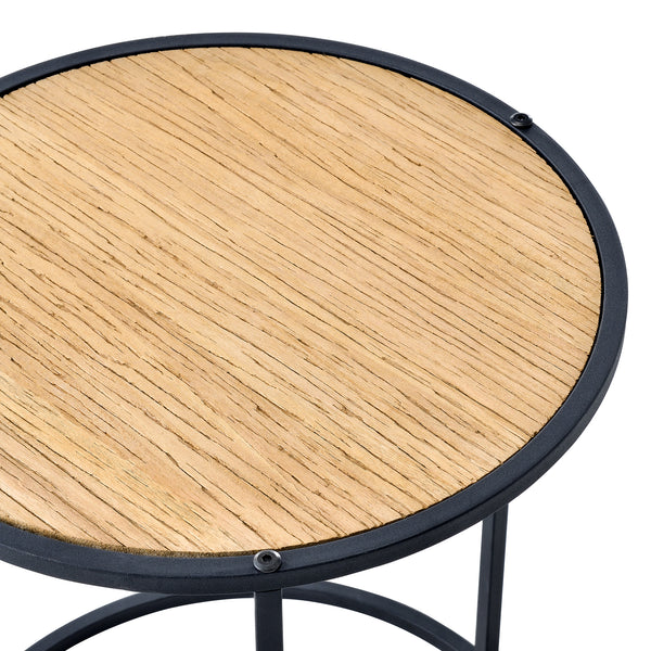Satztisch Moriusaq im 2er Set rund Holz-Optik [en.casa]