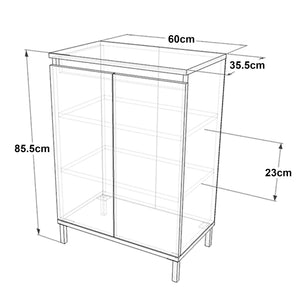 Schuhschrank Lieksa mit 3 Ablagen 85,5x60x35,5 cm Eiche grau [en.casa]