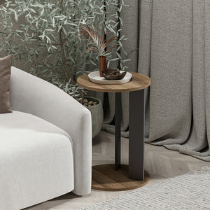 Beistelltisch Frederiksberg 64x34 cm Walnussoptik / Anthrazit [en.casa]