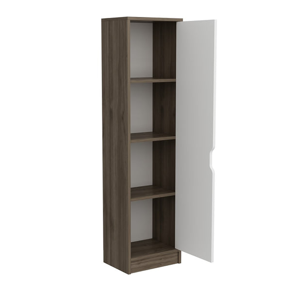 Büroschrank Egvad mit einer Tür Walnussoptik / Weiß [en.casa]