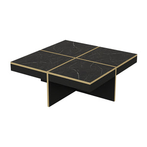 Couchtisch Fjerritslev 35x90x90 cm Marmoroptik Schwarz [en.casa]