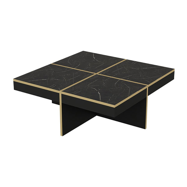 Couchtisch Fjerritslev 35x90x90 cm Marmoroptik Schwarz [en.casa]