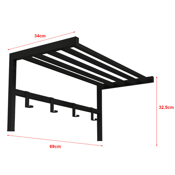 Wandgarderobe Tolga mit Hutablage Schwarz [en.casa]